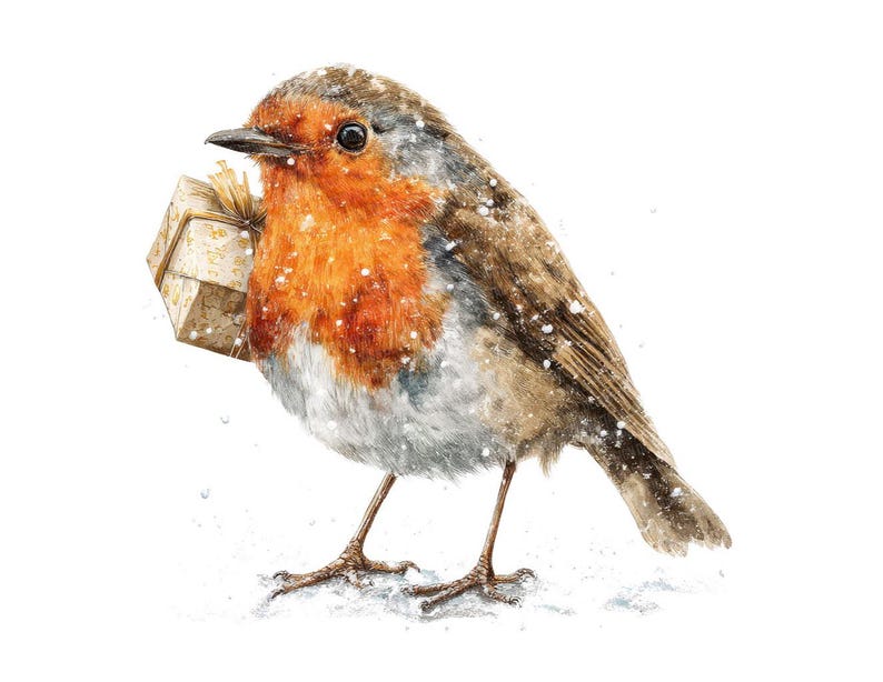 Robin PNG Clipart, 12x Christmas Gift Bird Clip Art Set, Printable ...