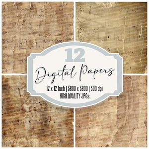 12x Vintage Music Sheet Junk Journal Paper, Distressed Musical Digital Paper Pack, High Quality JPGs, Scrapbook Paper, Digital Download