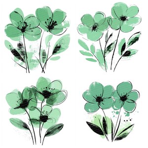 Pine Green Floral Pattern on Pihu Crepe