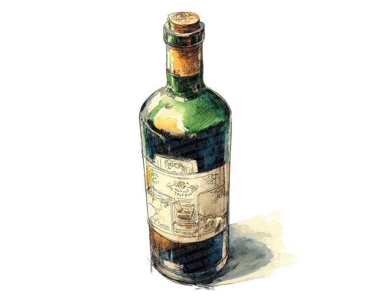 12x Green Wine Bottle PNG Clipart, Vintage Label Bottles Clip Art Set ...
