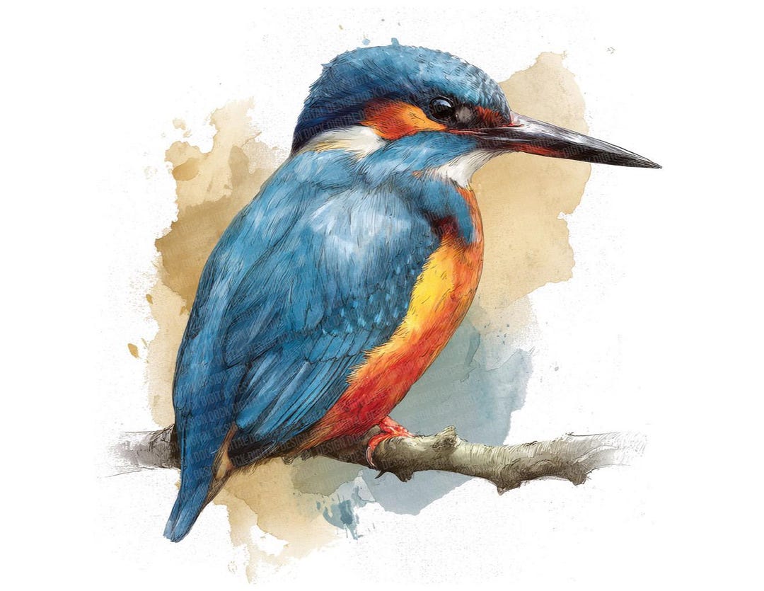 Kingfisher Bird Clipart, 12x Printable Bird Clip Art Pngs, Digital ...