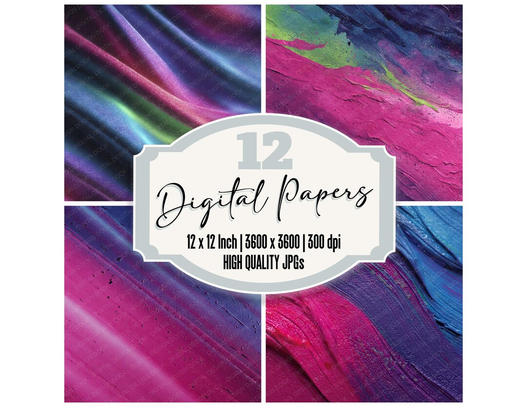 12 Elastic Color Warp Junk Journal Paper Vibrant Liquid Wave Digital ...