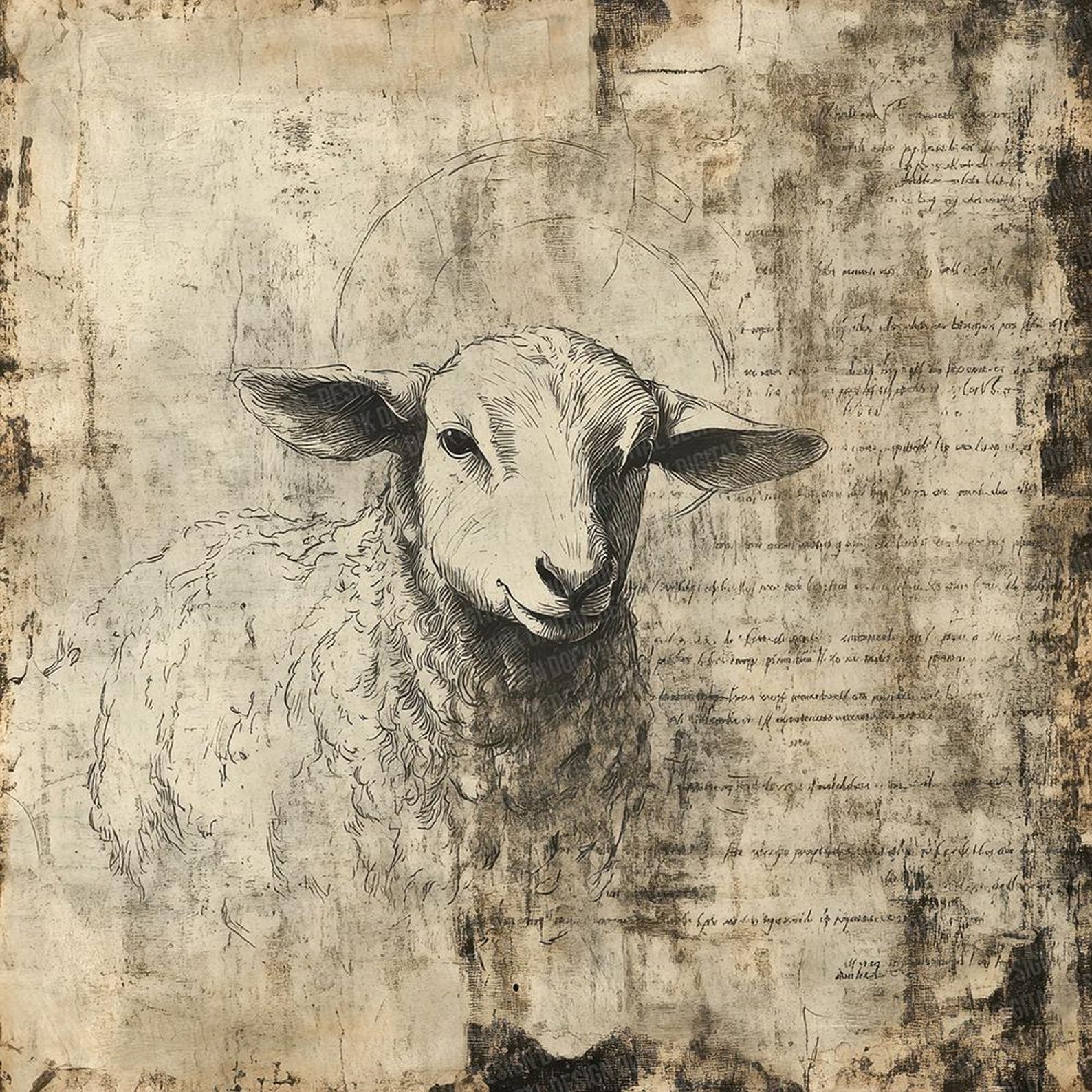 Shepherd Script 12x Lamb Shepherd Script Junk Journal Paper Christian Digital Paper ...