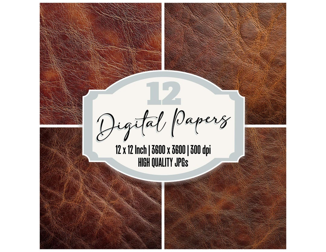 12x Brown Leather Grain Junk Journal Paper Vintage Leather Texture ...