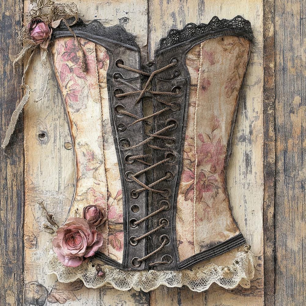 12x Corset Lace Junk Journal Paper Victorian Brocade Digital Paper Pack ...