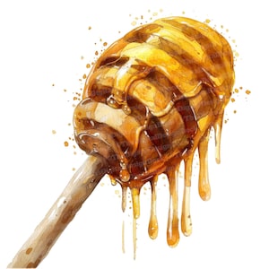 12 Honey Drizzle Clipart, Watercolor Honey Clipart, Printable Watercolor Clipart, Paper Crafts, Wall Art, Digital Download, Junk Journals