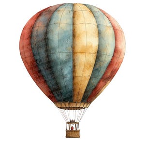 Hot Air Balloon PNG Clipart, 12x Vintage Balloon Clip Art Set ...