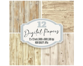 12x Rustic Wood Junk Journal Paper Farmhouse Digital Paper Pack High Quality JPGs Distressed Background Printable Paper Scrapbook Texture