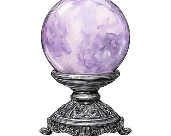 Crystal Ball PNG Clipart, 12x Watercolor Purple Magic Clip Art Set, Witchy Clip Art, Printable PNG/JPG, Paper Crafts, Digital Download
