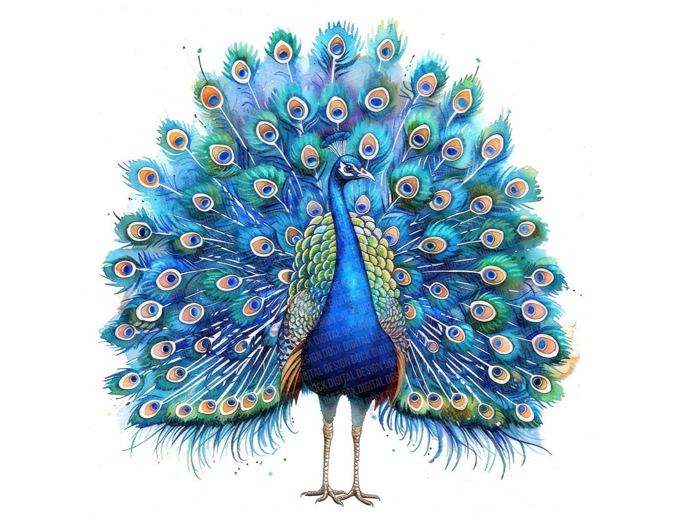 Peacock PNG Clipart, 12x Colorful Bird Clip Art Set, Printable