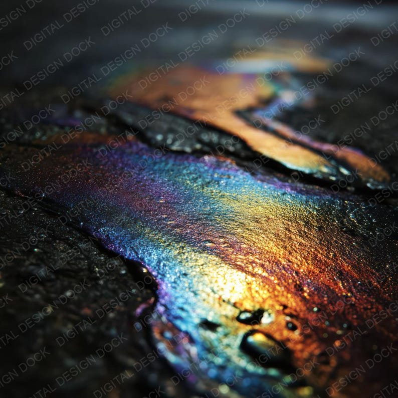 Slick Paper 12x Oil Slick Asphalt Junk Journal Paper Iridescent Oil Spill Texture ...