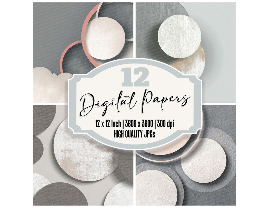 12 Graphite Cloud Junk Journal Paper Abstract Circle Background Digital ...
