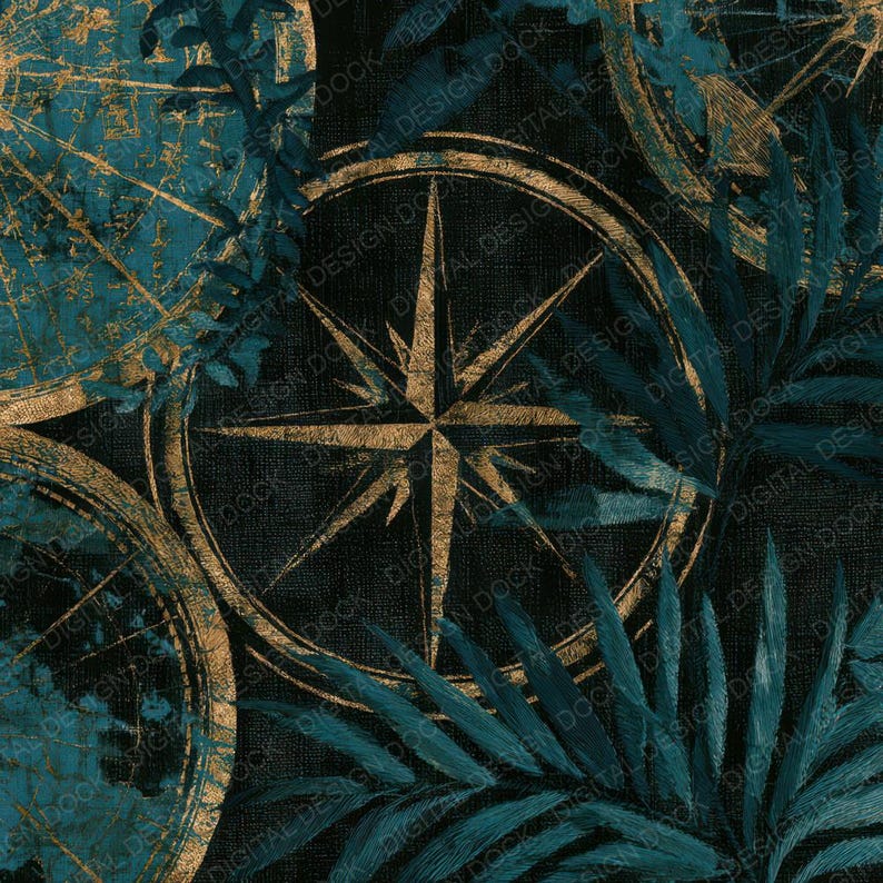 Tropical Map Texture 12x Tropical Maps Junk Journal Paper Embroidery Botanical Compass ...