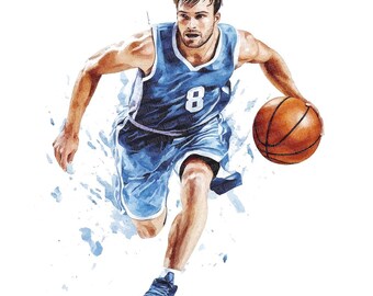 バスケットボール選手のPNGクリップアート、12種類の水彩