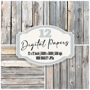 12x rustiek hout digitaal papierpakket, verweerde verweerde houten achtergronden, ongewenst dagboekpapier, plakboek, vintage schuur houtstructuur, kwaliteit
