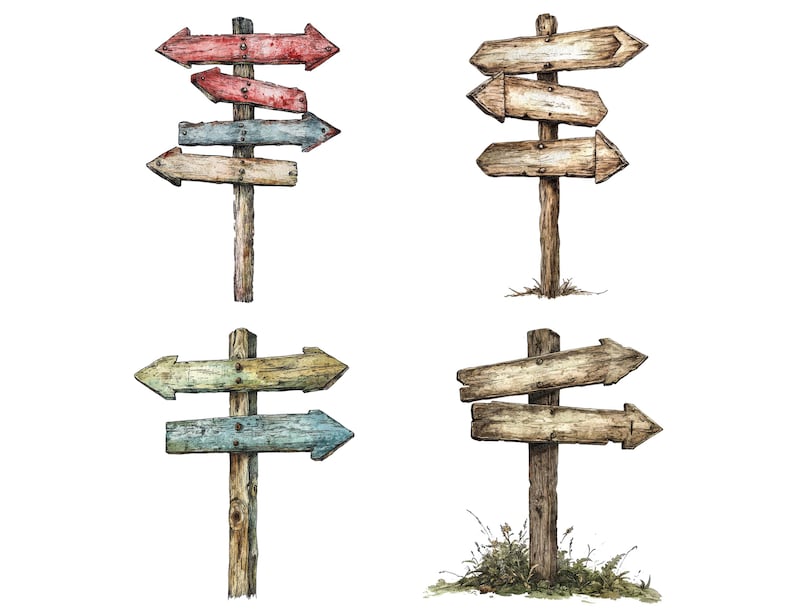 Printable Signpost Imaginary Places Signpost PNG Clipart, 12x Watercolor Arrow Sign Clip ...