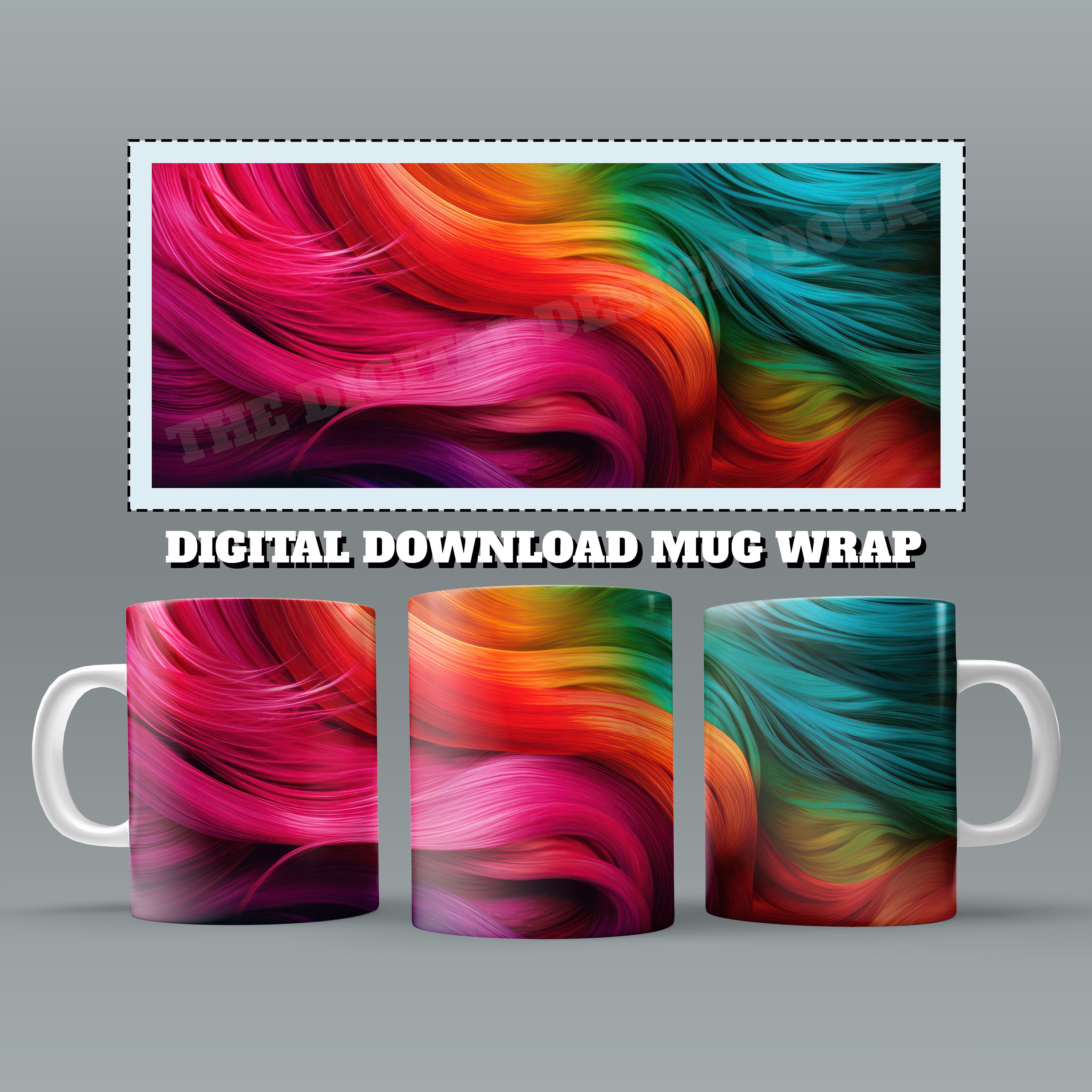 50x Colourful PNG Mug Wraps for 11 Oz 15oz Sublimation Mug Bulk Bundle ...