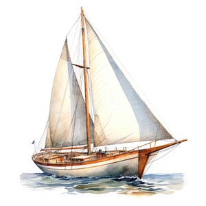 Sailboat Clipart, 12x Vintage Nautical Boat Art Set, Printable Watercolor Art, Transparent Background PNG, Digital Download, Paper Crafts image 6