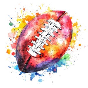 Football PNG Clipart, 12x Watercolor Football Clip Art Set, Sports Illustration, Printable Football Art, Digital Download, Scrapbook