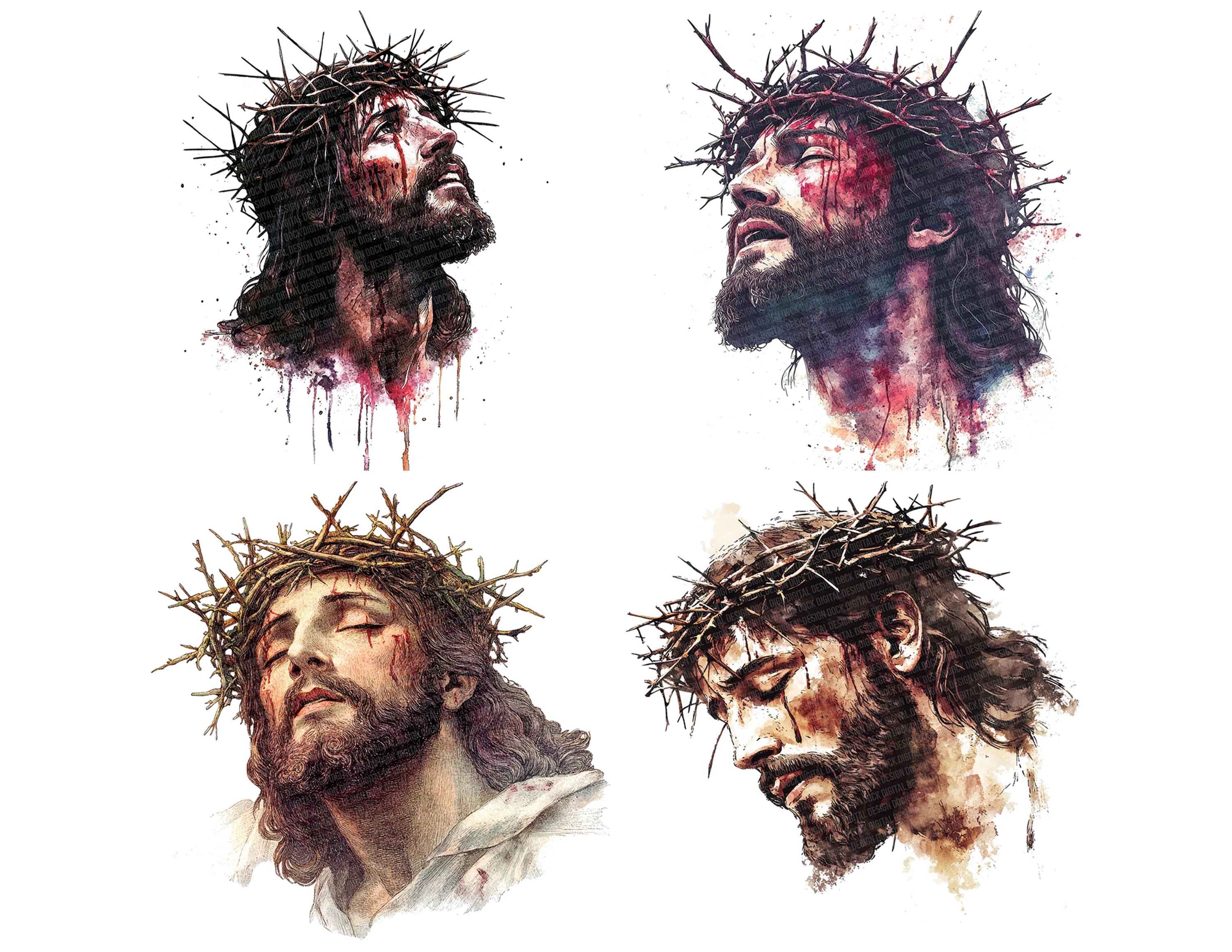 Jesus Crown of Thorns PNG Clipart, 12x Watercolor Religious Art Clip ...