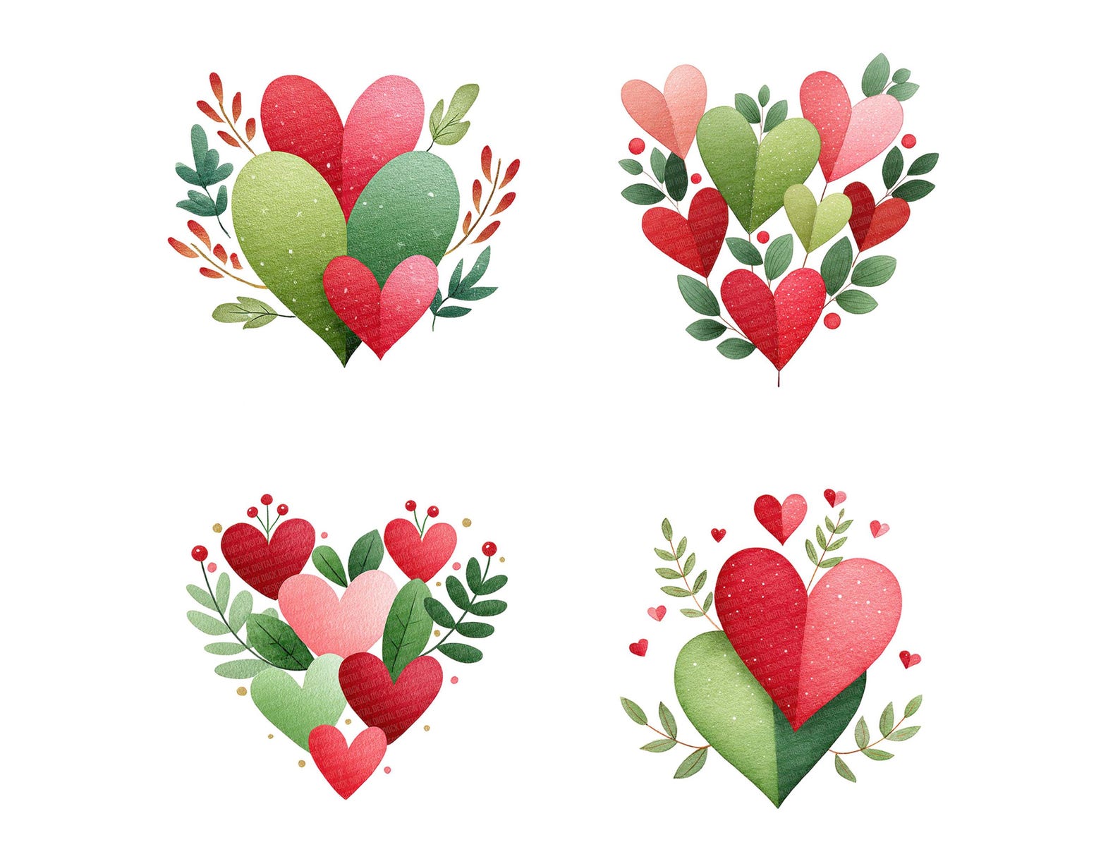 Scandinavian Heart Art, 12x Love Heart Clip Art Set, Printable ...