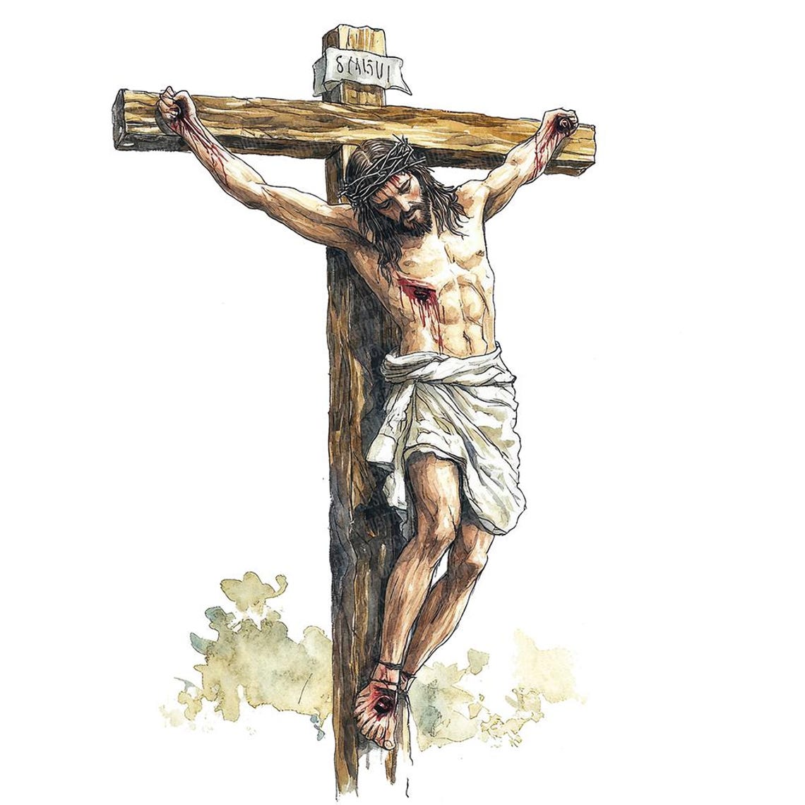 12 Jesus on the Cross PNG Clipart, Watercolor Crucifixion Clip Art ...