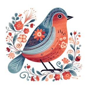 12x Clipart di uccelli scandinavi, Clipart di uccelli floreali, Clipart di acquerelli stampabili, Arte murale, Artigianato di carta, Download digitale, Diari spazzatura