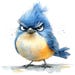 12x Grumpy Bird Clipart, Angry Blue Bird, Digital Watercolor ...