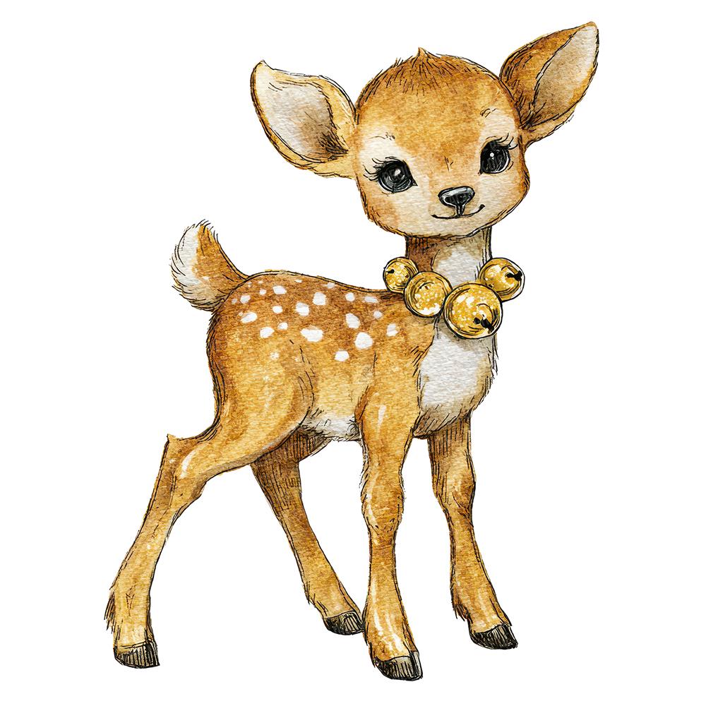 Jingle Bell Fawn PNG Clipart, 12x Christmas Deer Clip Art Set ...