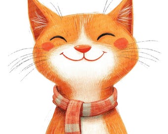 Ginger Cat PNG Clipart, 12x Tabby Cat Clip Art Set, Watercolor Tabby Cat Illustration, Printable Watercolor Clip Art, Digital Download