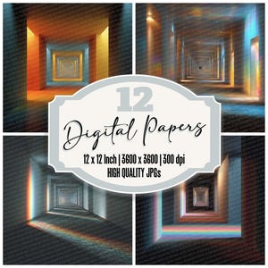 12x Dreamcore Corridor Junk Journal Papier Digitales Papier Pack Blur Finish Gitter Textur Hochwertige JPGs Scrapbook Papier Download
