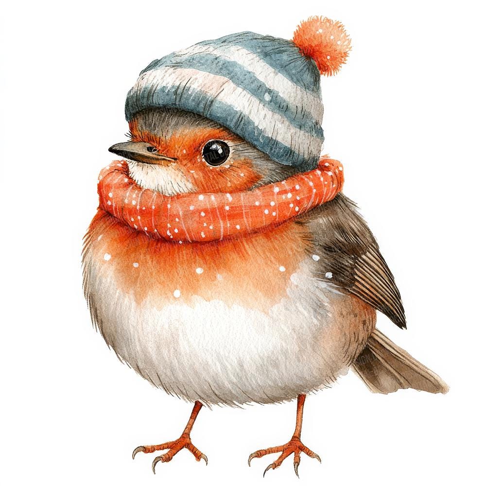 Robin Hat on PNG Clipart, 12x Winter Bird PNG Clip Art Set,christmas ...