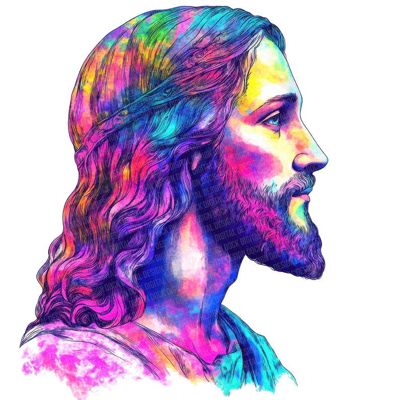 Jesus Christ PNG Clip Art, 12x Vibrant Neon Savior Clipart PNG Set ...