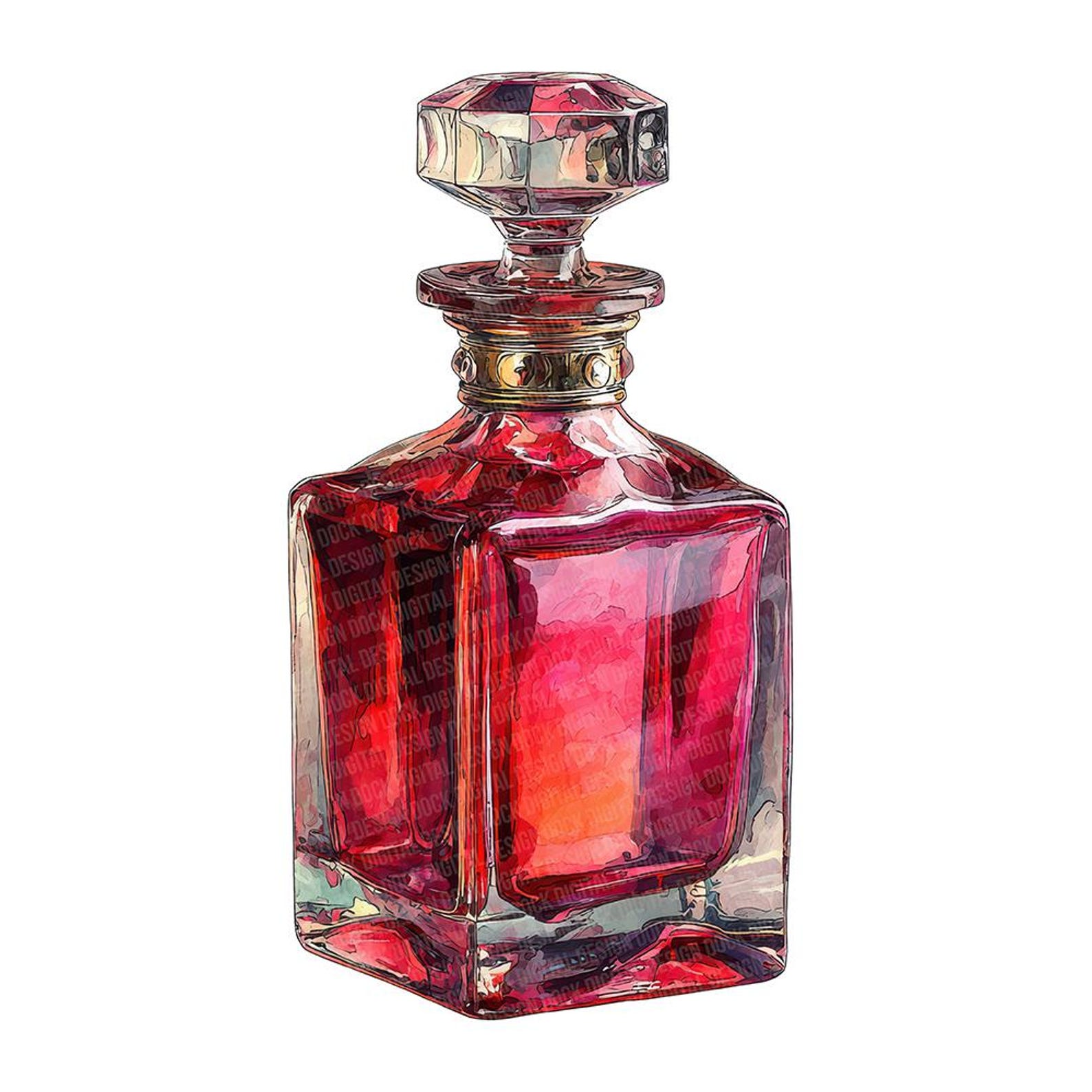 Red Perfume PNG Clipart, 12x Vintage Glass Bottle Clip Art Set ...