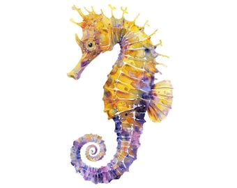 Seahorse PNG Clipart, 12x Colorful Seahorse Clip Art Set, Printable Watercolor Clip Art, Digital Download, Transparent PNG, Ocean PNG Art