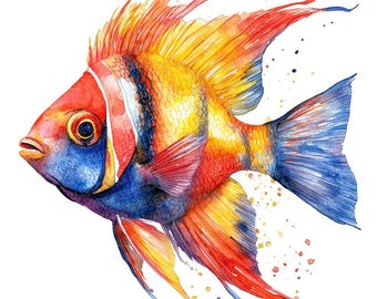 12 Tropical Fish Clip Art PNGs, Colorful Marine Life Illustrations,Printable Digital Clip Art,High Quality PNG,Paper Crafts,Digital Download