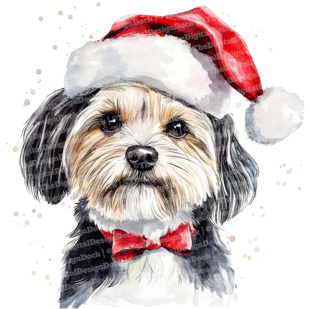 Christmas Dog Clip Art, 12x Holiday Dog Watercolor Clipart Set ...