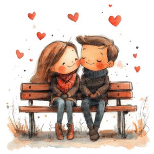 12x verliebtes Paar Clipart, süßes romantisches Aquarell, hochwertige JPGs, Digital Download, Kartenherstellung, digitale Papiere, Aquarell Clipart