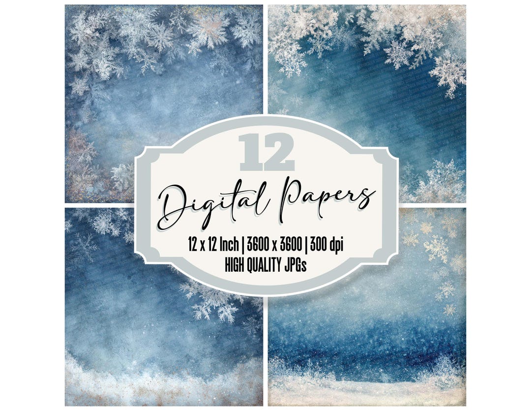 Frost Snowflake Winter Junk Journal Paper Pack 12x Holiday Digital ...