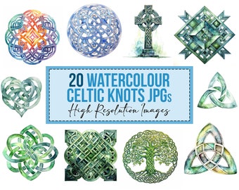 20x Celtic Knots Watercolour JPG Designs Bulk Bundle Downloads jpeg Digital File T-Shirt Designs Commercial Use Clipart Invitation Patterns