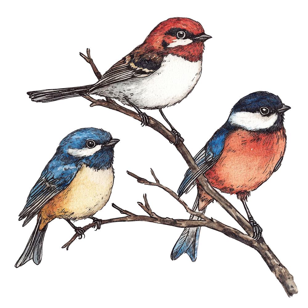 Imágenes prediseñadas de pájaros de jardín, 12 pájaros coloridos en ramas,  imágenes prediseñadas de acuarela imprimibles, descarga digital PNG - Etsy  México, image size:1000x1000