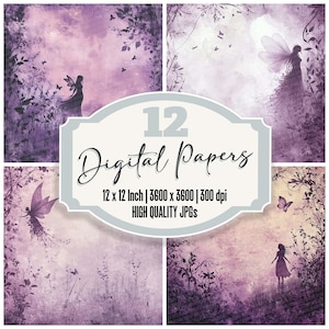 12x Fae Moth Junk Journal Papier Digitales Papier Pack Fantasy Vine Hintergründe Druckbares Papier Hochwertige JPGs Distressed Texture