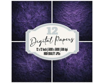 12x Dunkel Lila Digitales Papier Pack Grunge Junk Journal Papier Textur Hintergründe Scrapbook Papier Druckbares Papier Hohe Qualität JPGs Download
