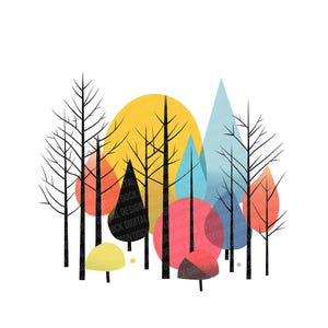 12 herfst bos PNG-clipart, abstracte bomen aquarel kunst, hoogwaardige illustraties, afdrukbare digitale download, plakboek, ongewenste dagboekafbeeldingen