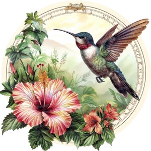 12x Vintage Hummingbird Clipart, Floral Birds Clipart, Printable Watercolor Clipart, Wall Art, Paper Crafts, Digital Download, Junk Journals