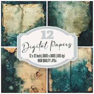 12x Lost Logbuch Junk Journal Papier Digitales Papier Pack beunruhigt Nautische Hintergründe Hochwertige JPGs Printable Scrapbook Papier