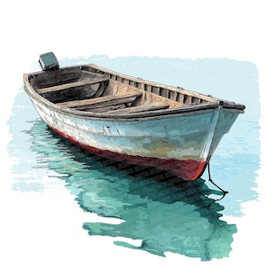 Côte amalfitaine bateau Clipart, 12 bateaux à rames de pêche PNG, clipart aquarelle imprimable, PNG de haute qualité, téléchargement numérique, journaux indésirables