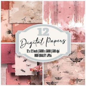 12x papier journal pour écriture indésirable, paquet de papier numérique, arrière-plans superposition de flammes, papier imprimable JPG de haute qualité, texture en détresse