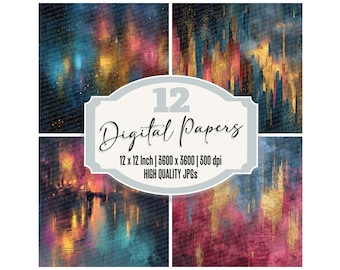12x Rain Street Junk Journal Paper Cyberpunk Digital Paper Pack Neon Urban Night Backgrounds Scrapbook Dystopian City Papier Découpés JPGs