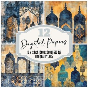 12x tuiles marocaines papier journal indésirable paquet de papier numérique lanternes islamiques arrière-plans haute qualité JPG papier scrapbooking pages imprimables journal